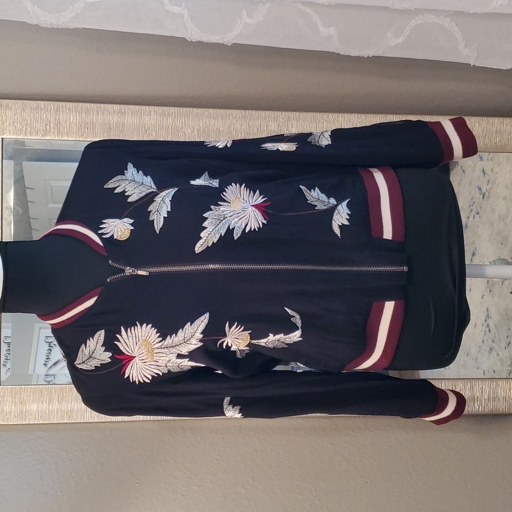 Elevenses by Anthropologie Embroidered Baseball Style Jacket